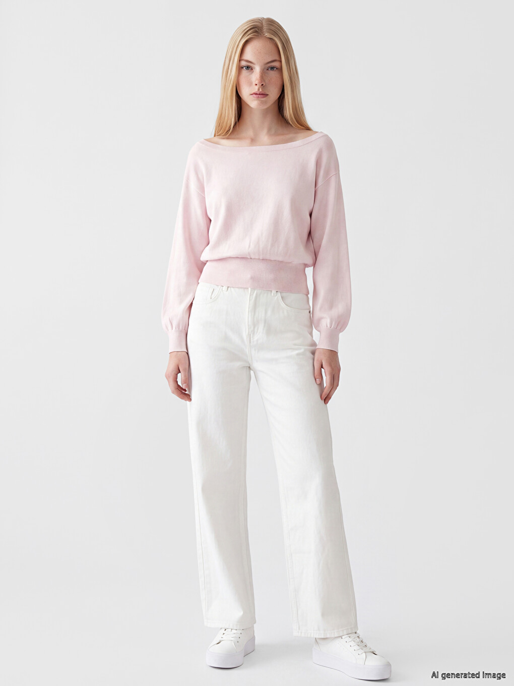 Slash Neck Women's Knitwear Sweater-1