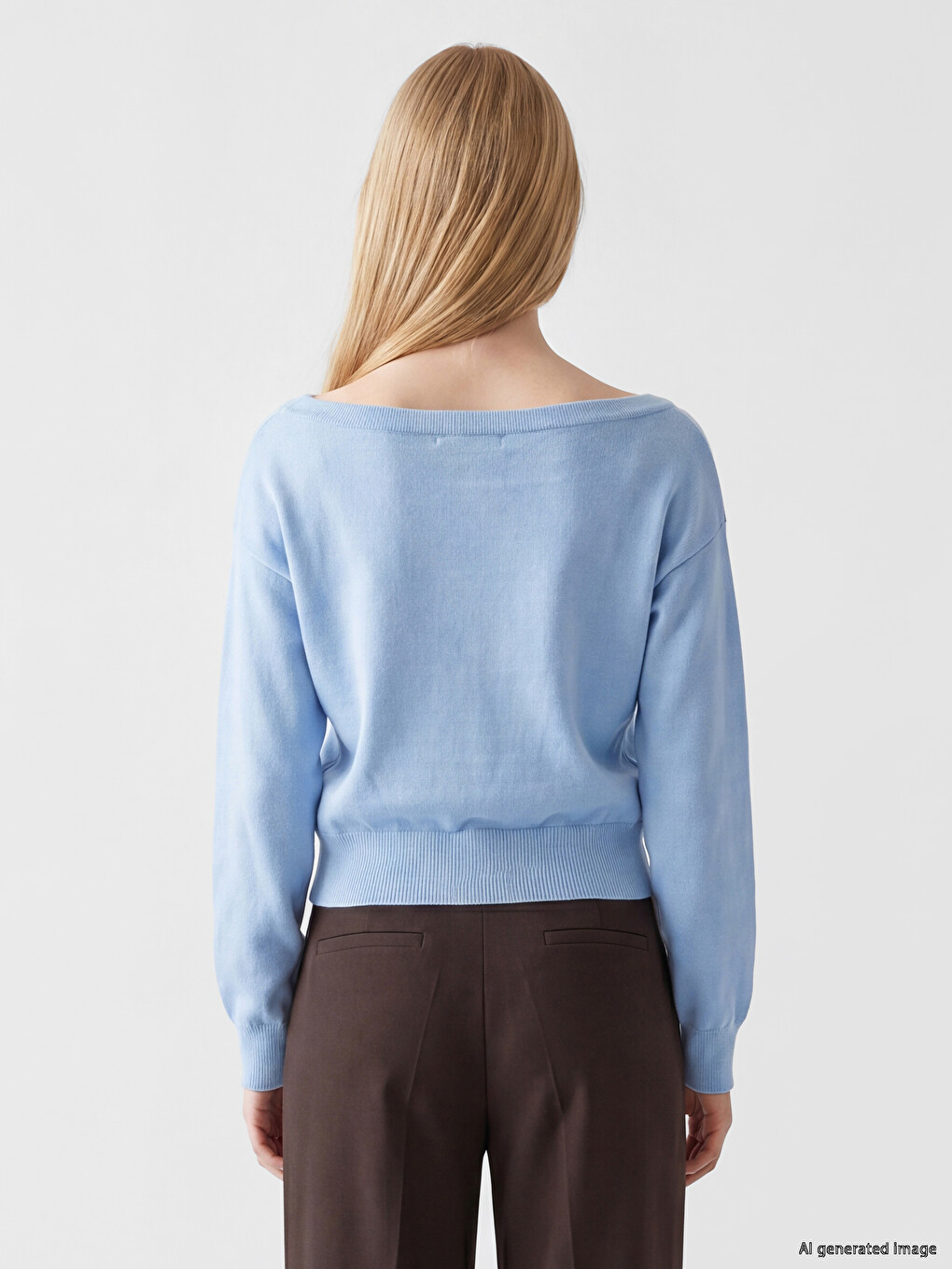 Slash Neck Women's Knitwear Sweater-3