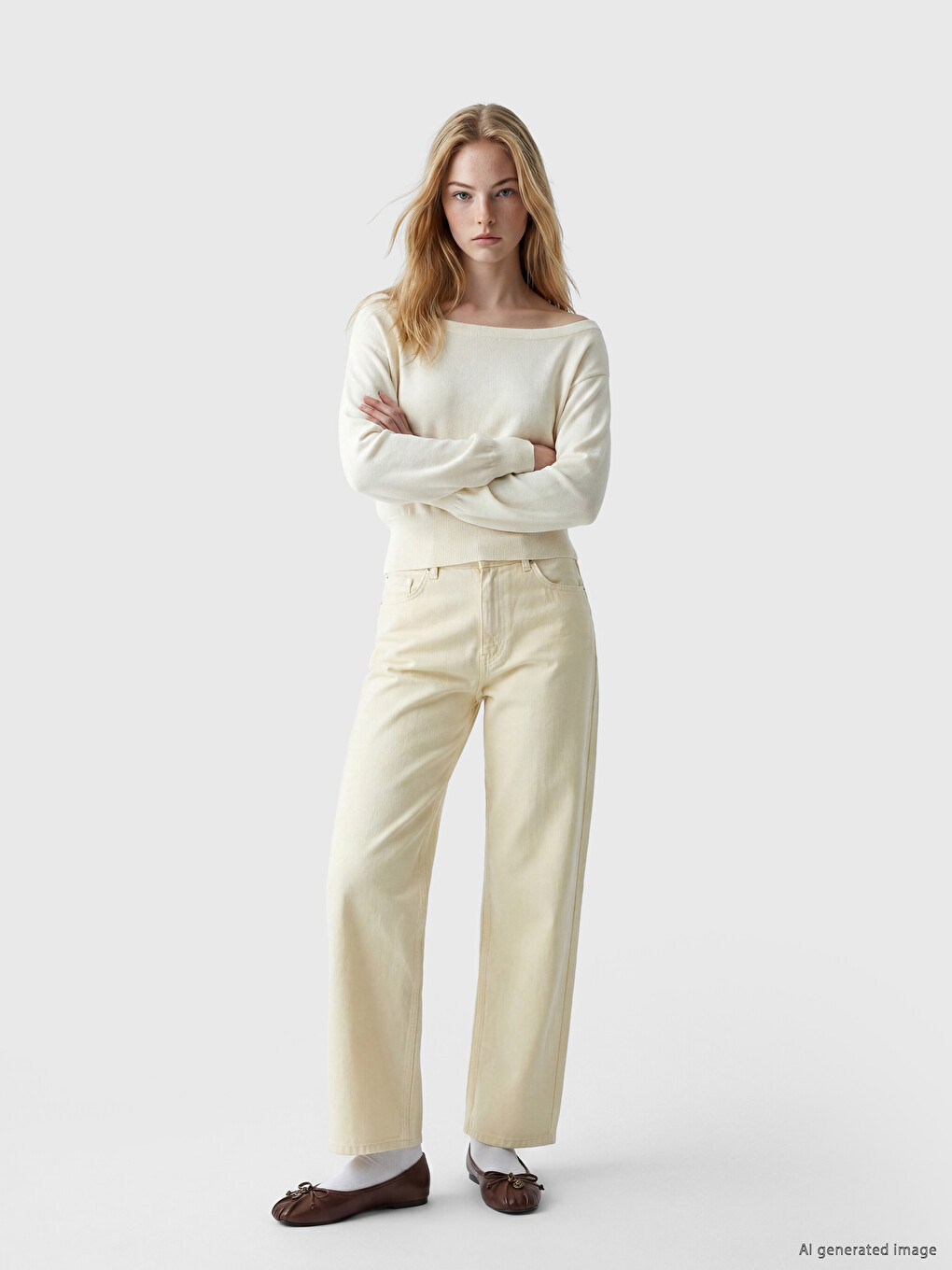 Slash Neck Women's Knitwear Sweater-1