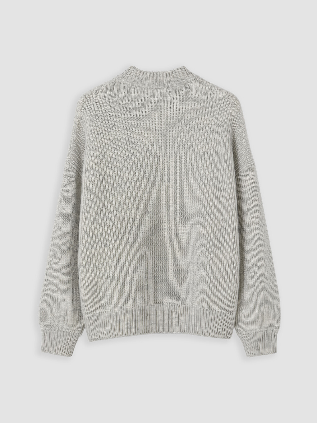 Gri Bisiklet Yaka Oversize Kadın Triko Kazak-5