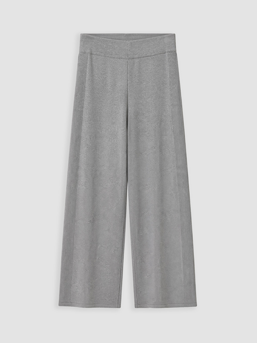 Gri Beli Lastikli Kadın Triko Pantolon-3