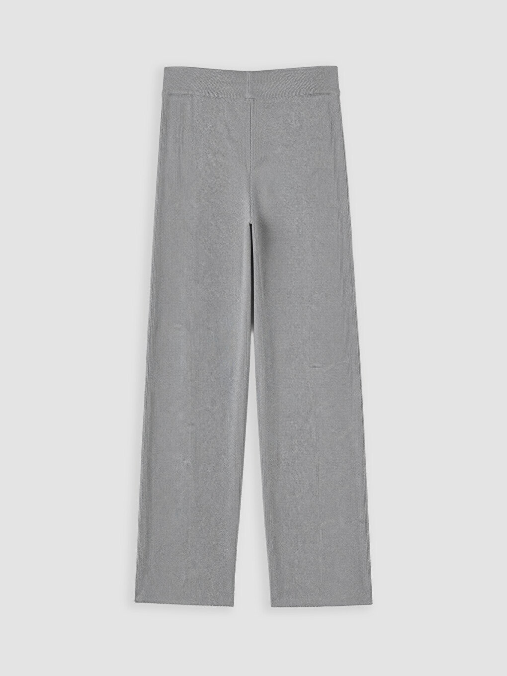 Gri Beli Lastikli Kadın Triko Pantolon-5