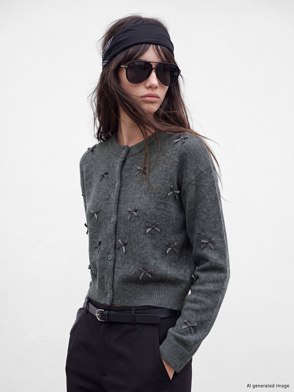 Bow Embellished Women's Knitwear Cardigan