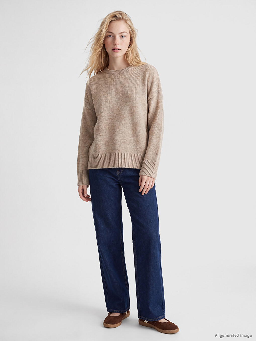Crew Neck Oversize Women's Knitwear Sweater-1