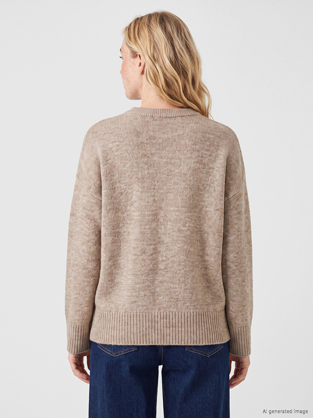 Crew Neck Oversize Women's Knitwear Sweater-3