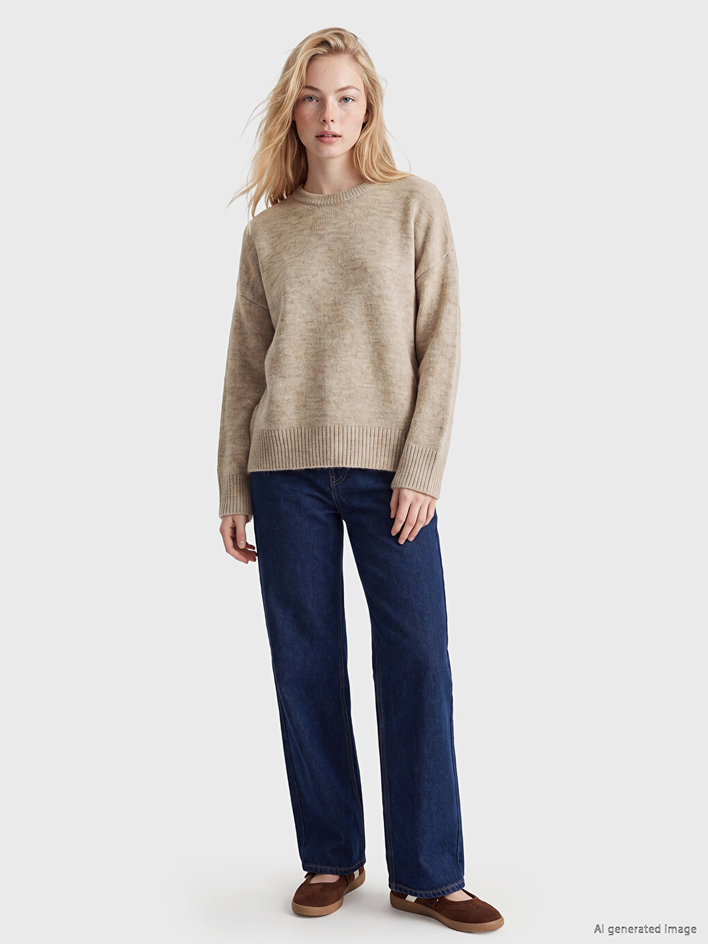 Crew Neck Oversize Women's Knitwear Sweater-1