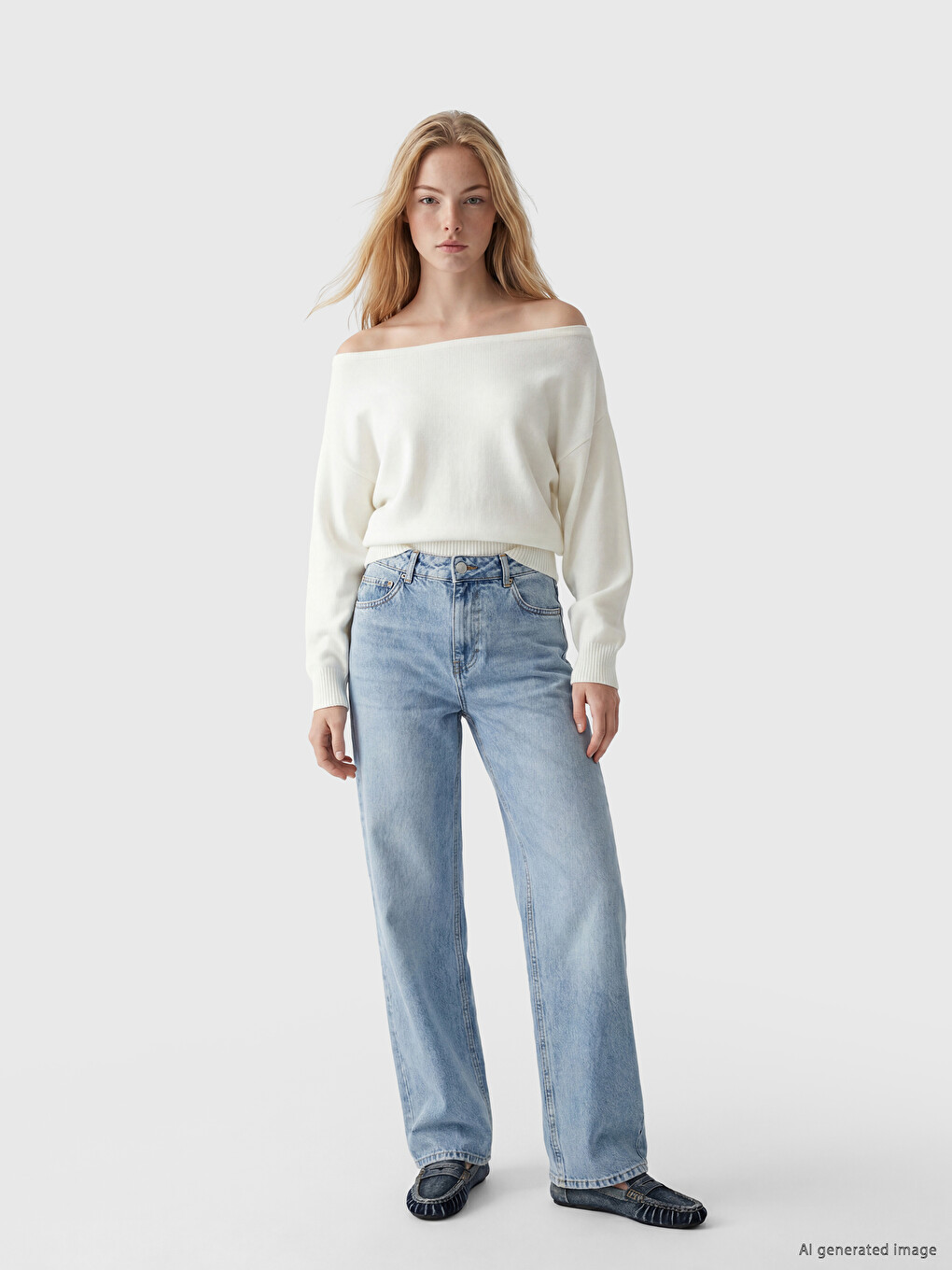 Slash Neck Women's Knitwear Sweater-1