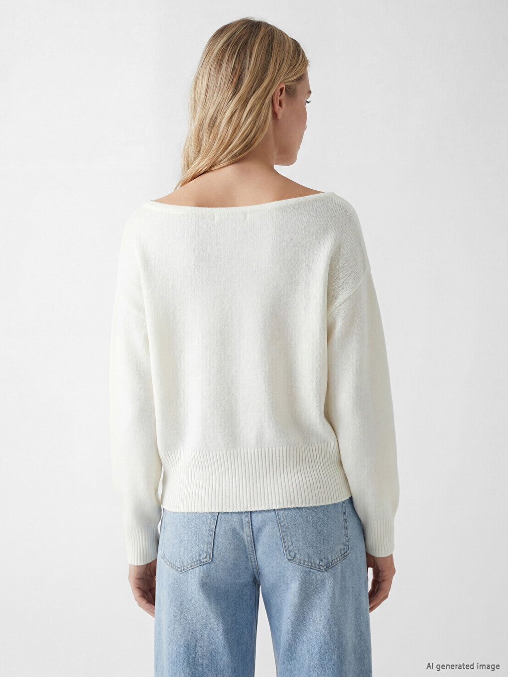 Slash Neck Women's Knitwear Sweater-3
