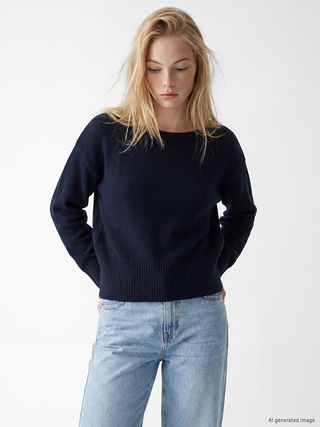 Slash Neck Women's Knitwear Sweater