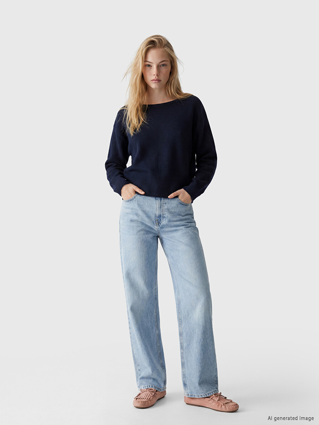 Slash Neck Women's Knitwear Sweater-1