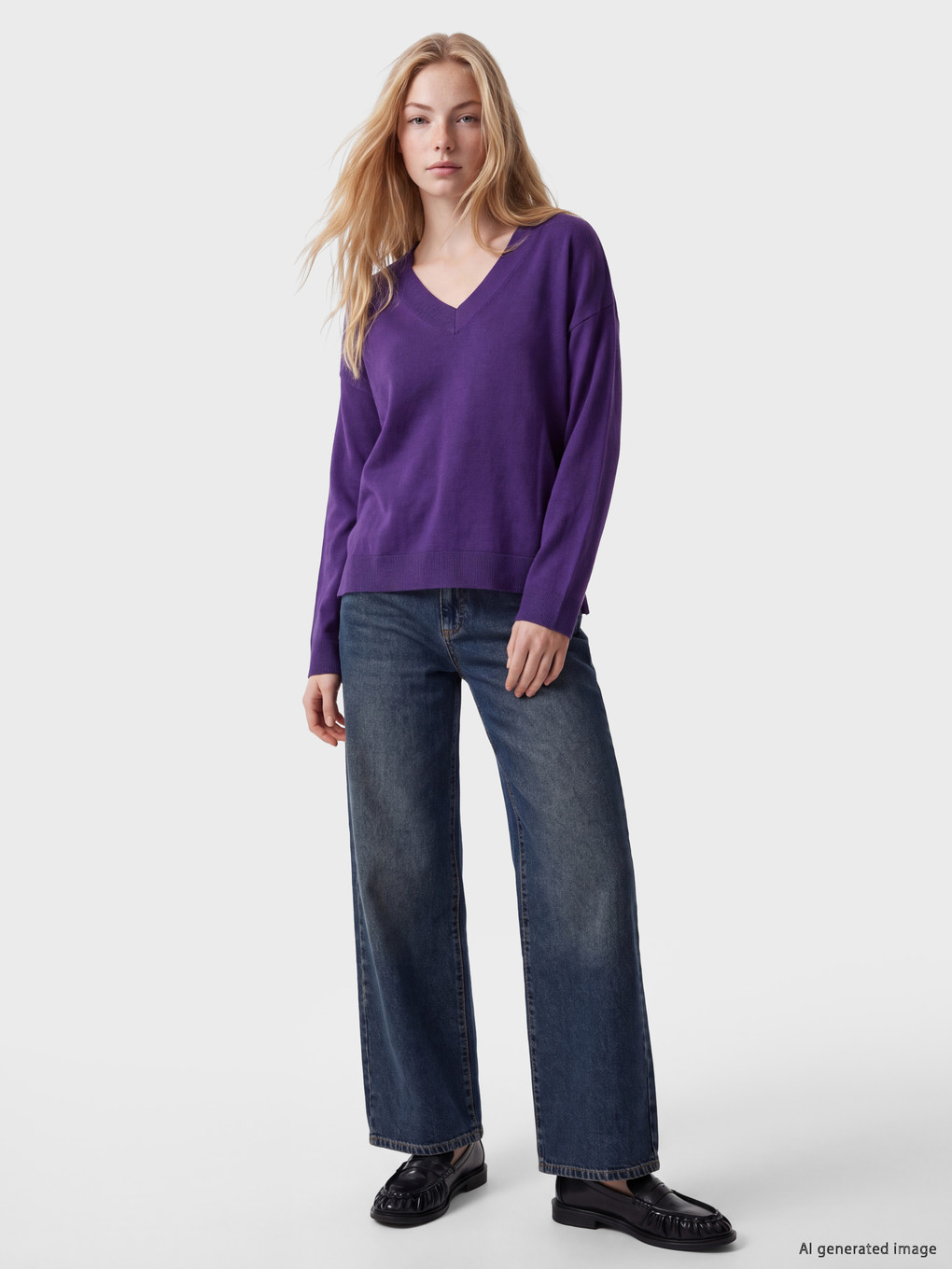 V Neck Women's Knitwear Sweater-1