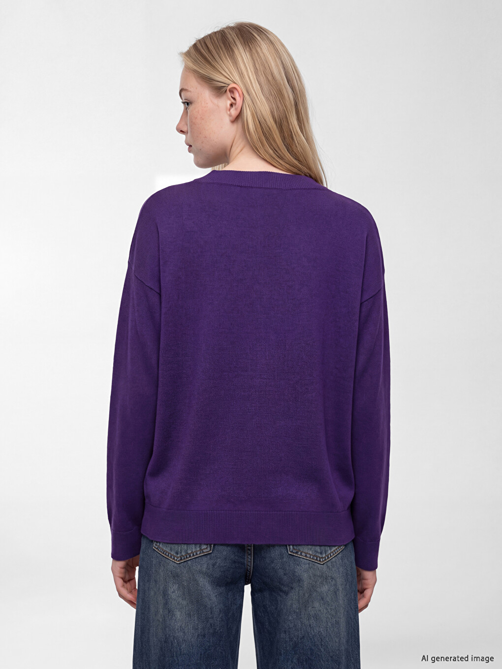 V Neck Women's Knitwear Sweater-3