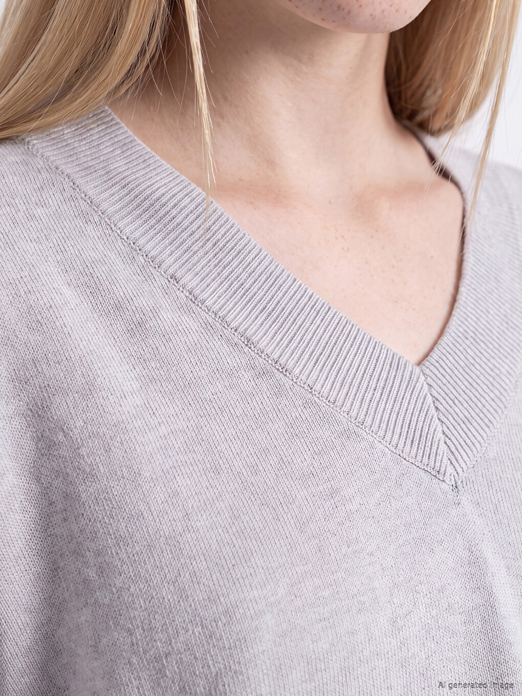 V Neck Oversize Women's Knitwear Sweater-2