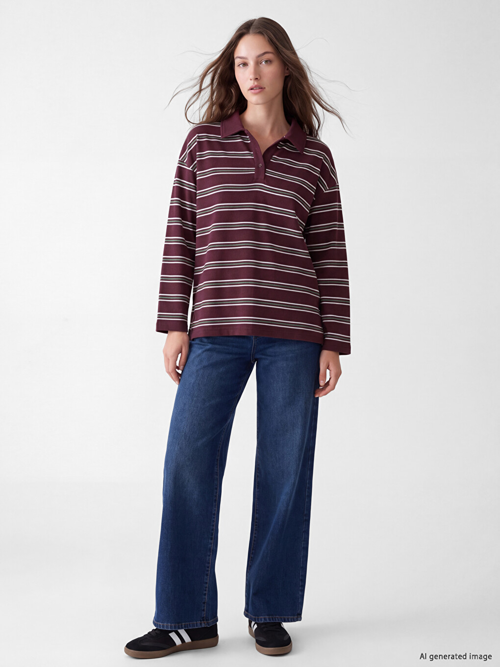 Polo Yaka Kadın Sweatshirt Tunik-1