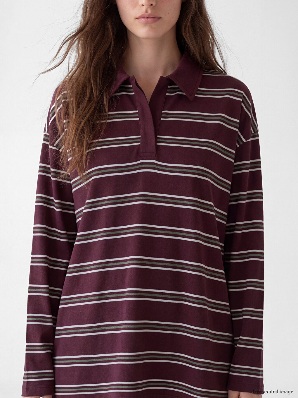 Polo Yaka Kadın Sweatshirt Tunik-2