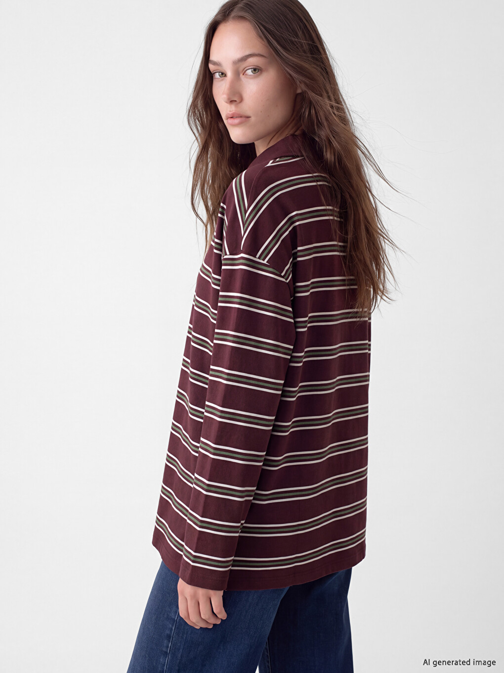 Polo Yaka Kadın Sweatshirt Tunik-3