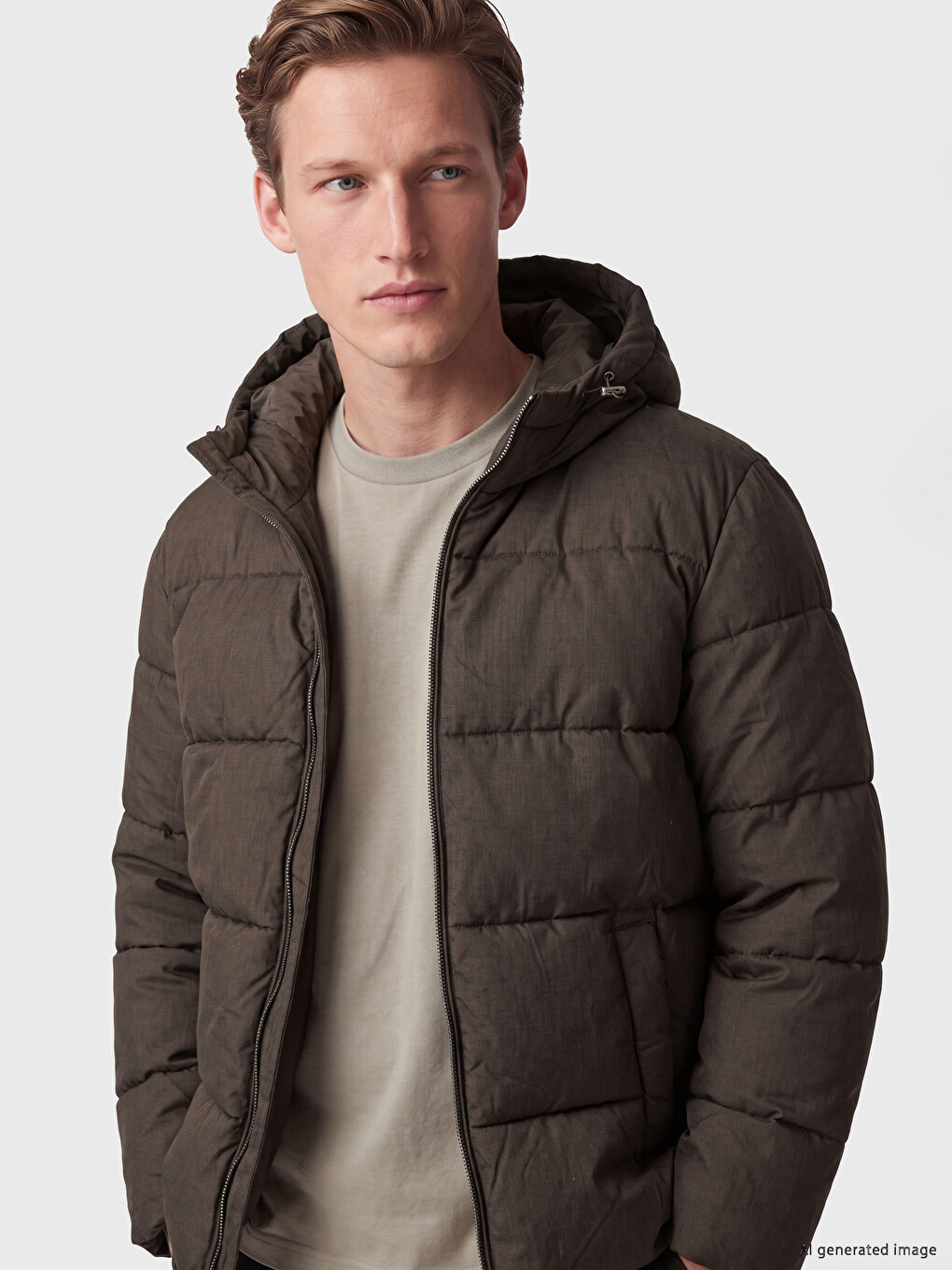 Regular Fit Hooded Men's Puffer Coat-2