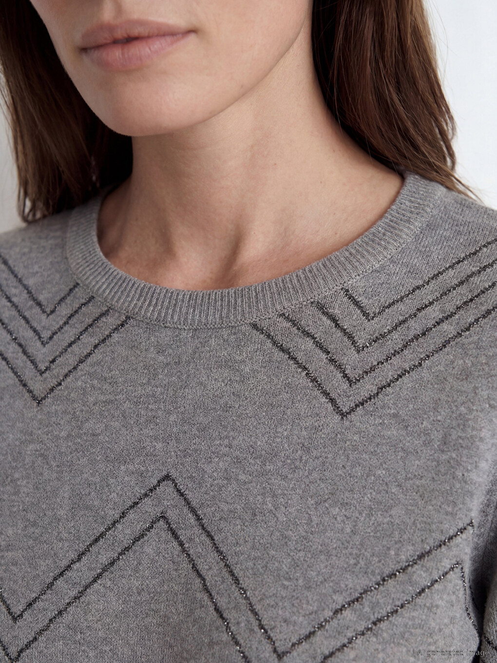 Crew Neck Patterned Women's Knitwear Sweater-2
