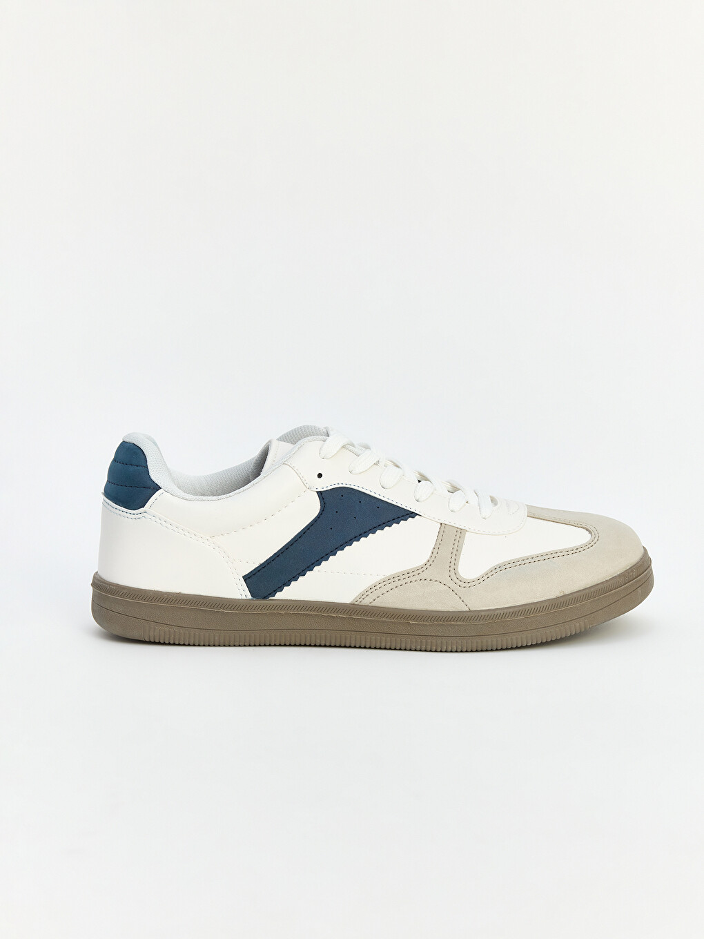 Beyaz Bağcıklı Suni Deri Erkek Sneaker-1