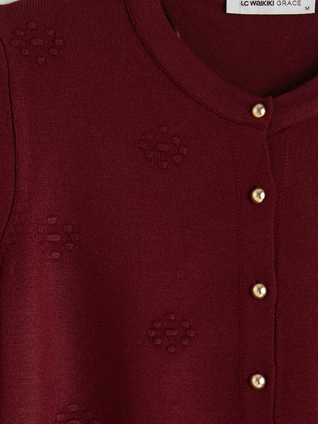 Crew Neck Embossed Patterned Women's Knitwear Cardigan-6