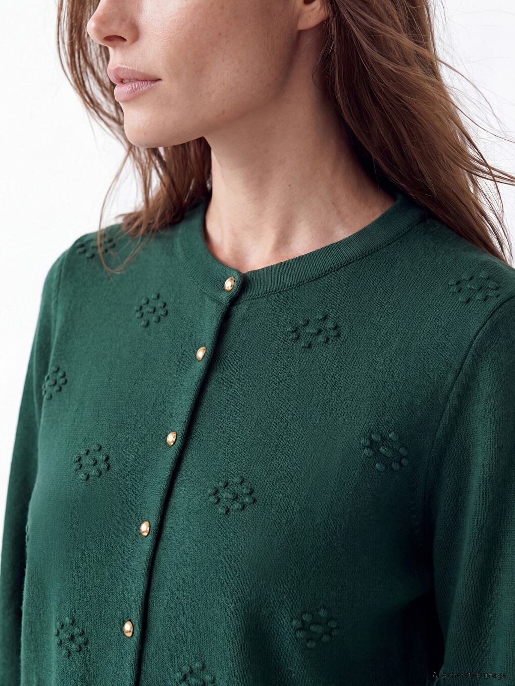 Crew Neck Embroidered Women's Knitwear Cardigan-1
