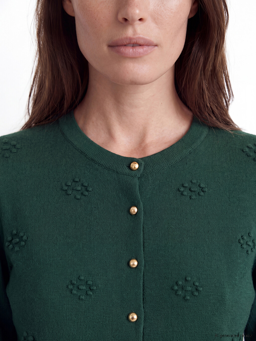 Crew Neck Embroidered Women's Knitwear Cardigan-2
