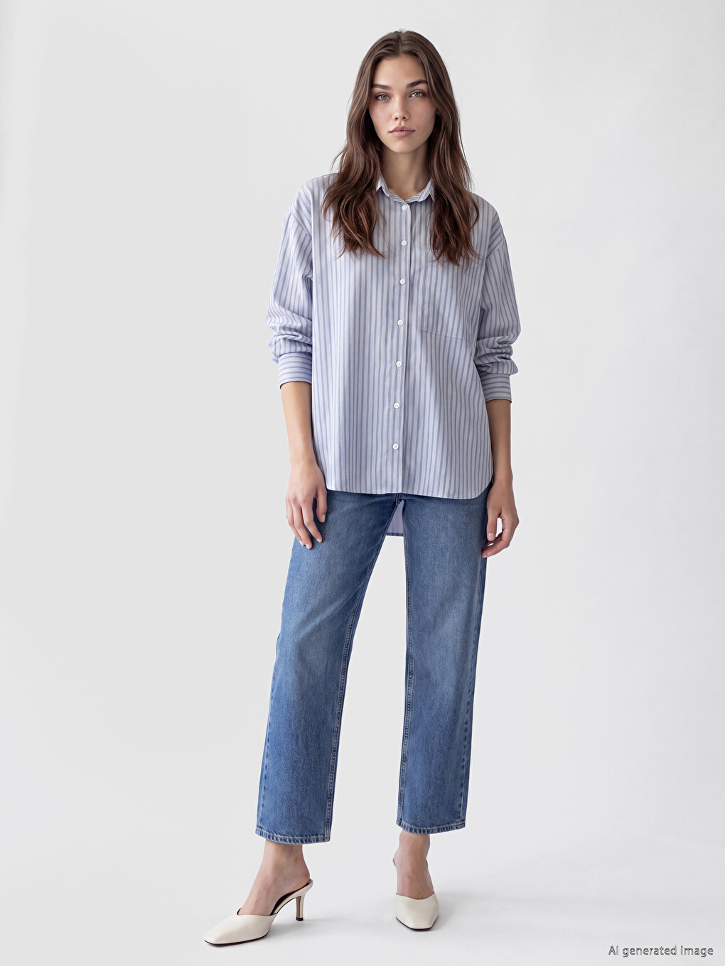 Striped Women's Oversize Shirt Tunic-1