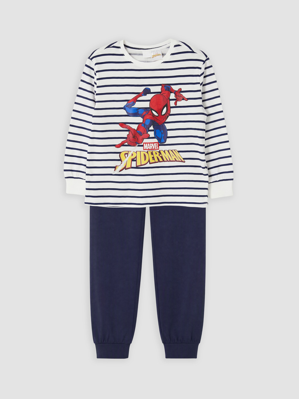 Beyaz Bisiklet Yaka Erkek Çocuk Spider-man Baskılı Pijama Takım