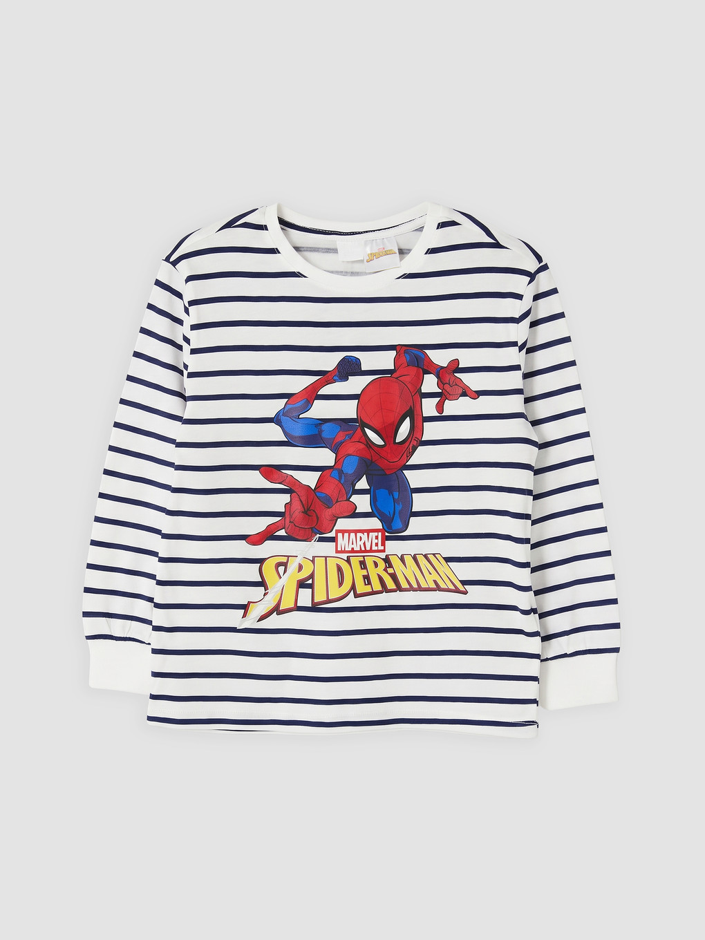 Beyaz Bisiklet Yaka Erkek Çocuk Spider-man Baskılı Pijama Takım-1