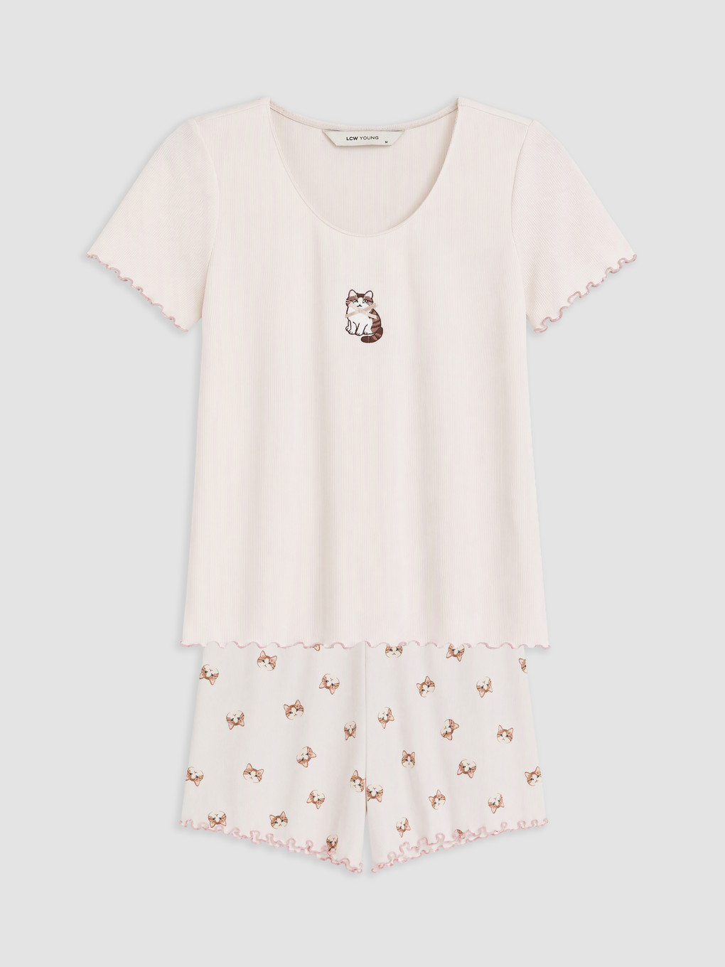 Woman Pink Shortie Pyjama Set