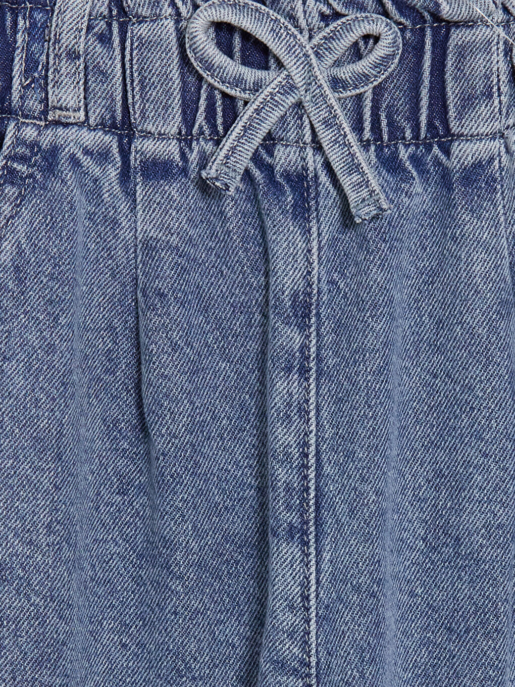 İndigo Beli Lastikli Straight Fit Kız Çocuk Jean Pantolon-1