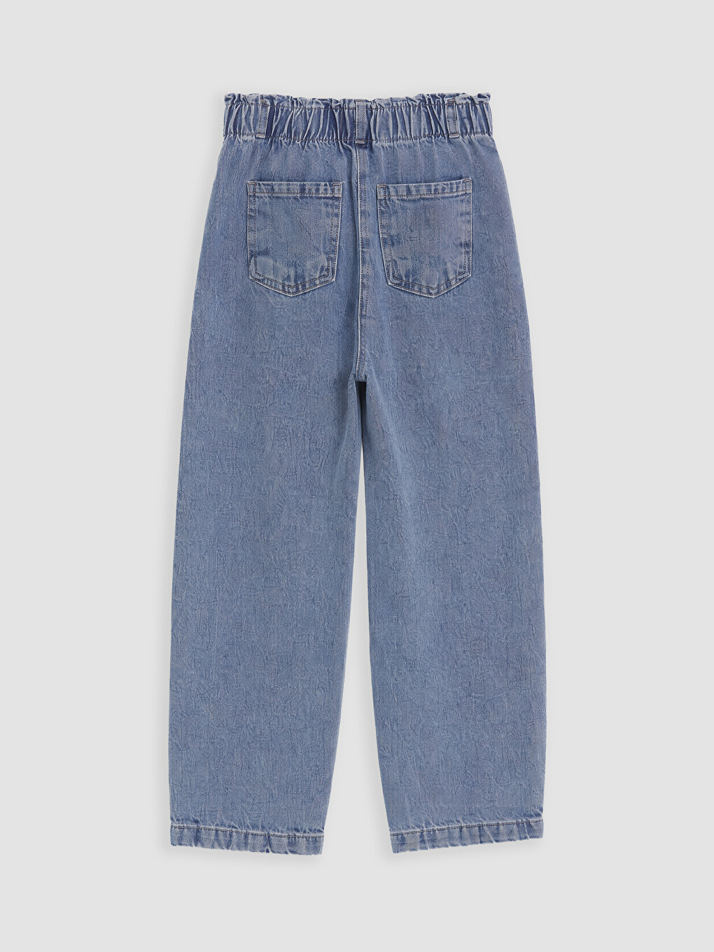 İndigo Beli Lastikli Straight Fit Kız Çocuk Jean Pantolon-2