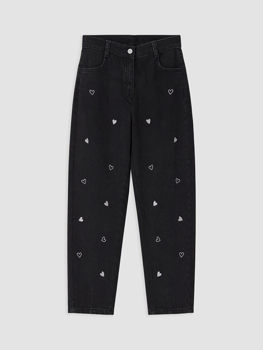 Balloon Fit Embroidered Girls' Jeans