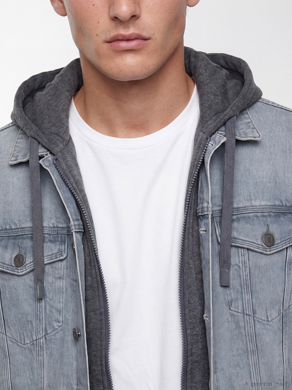 Gri Regular Fit Kapüşonlu Erkek Jean Mont-2