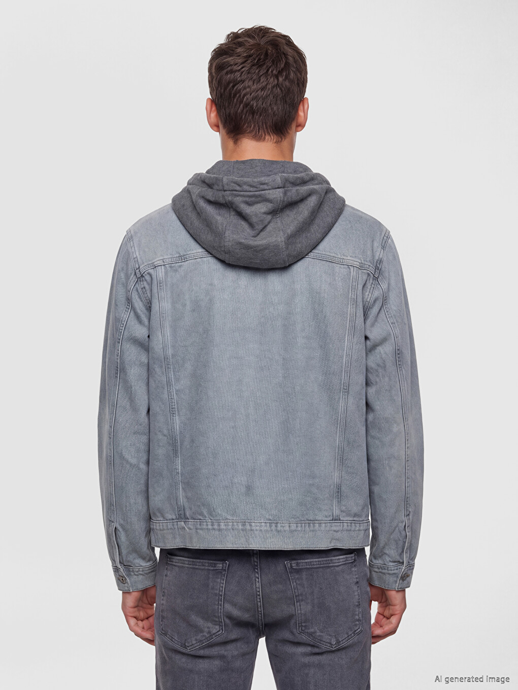 Gri Regular Fit Kapüşonlu Erkek Jean Mont-3