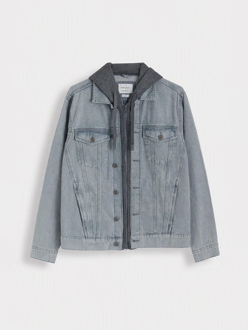 Gri Regular Fit Kapüşonlu Erkek Jean Mont-4