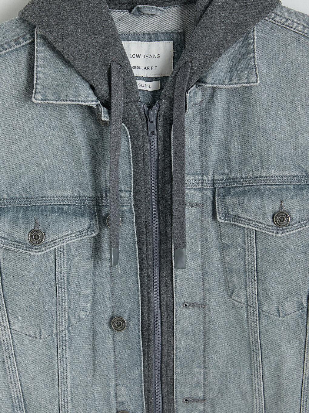 Gri Regular Fit Kapüşonlu Erkek Jean Mont-6
