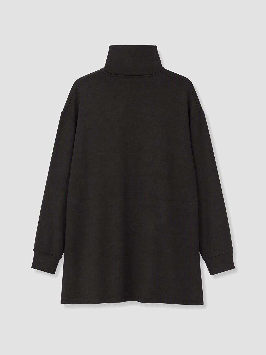 Siyah Dik Yaka Oversize Kadın Sweatshirt Tunik-1