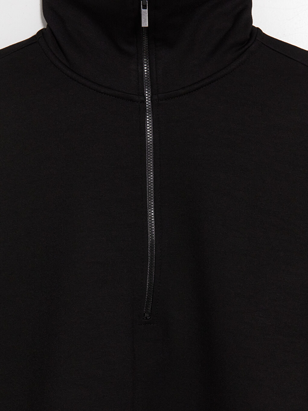 Siyah Dik Yaka Oversize Kadın Sweatshirt Tunik-2