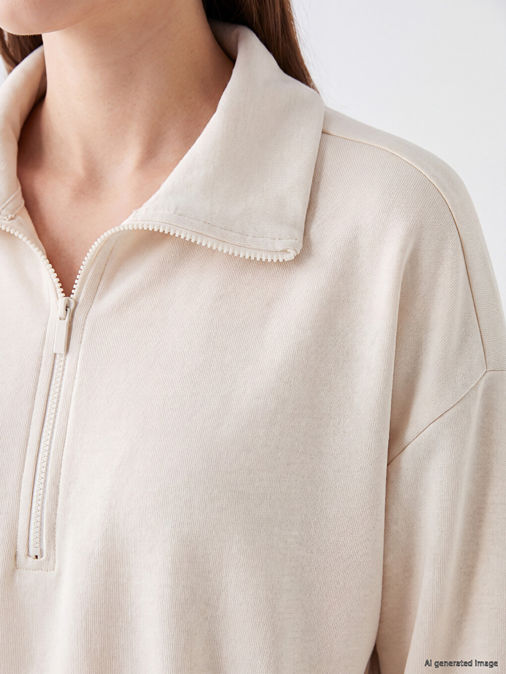 Mock Neck Oversize Women's Sweatshirt Tunic-2