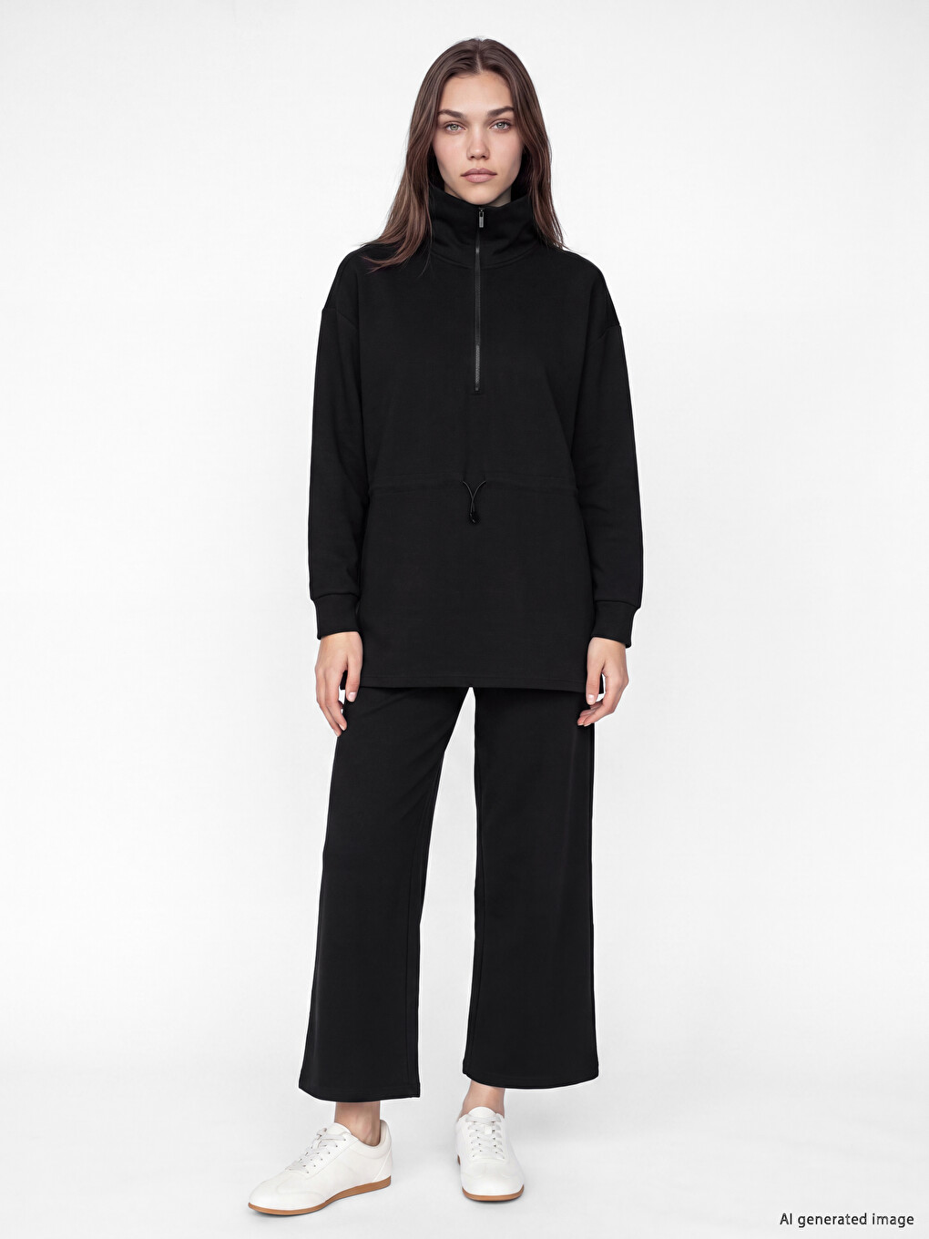 Mock Neck Oversize Women's Sweatshirt Tunic-1