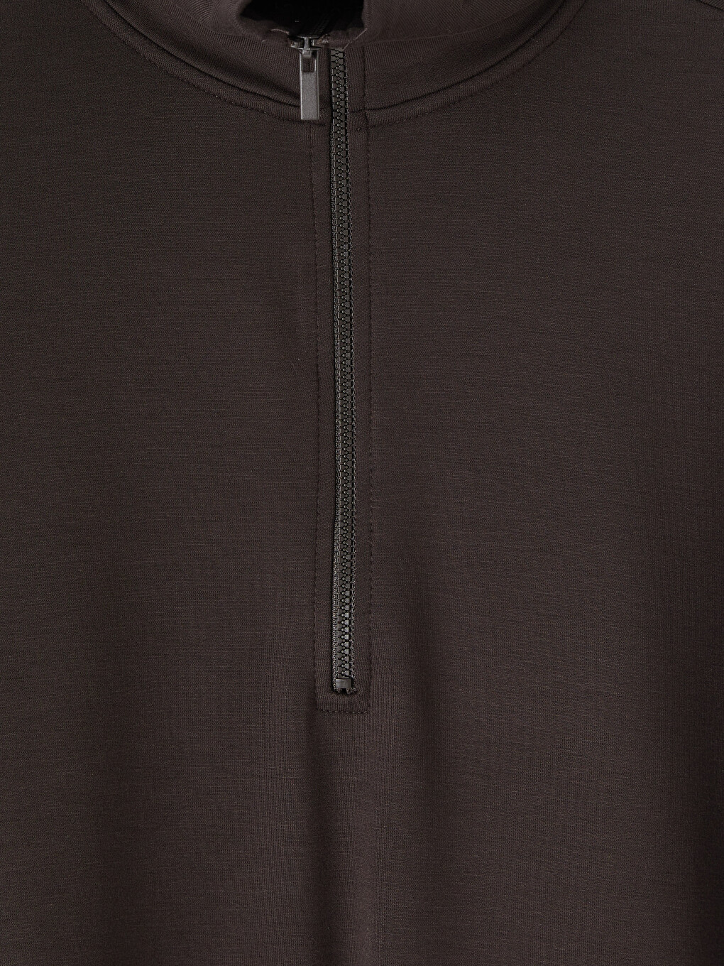 Kahverengi Dik Yaka Oversize Kadın Sweatshirt Tunik-1