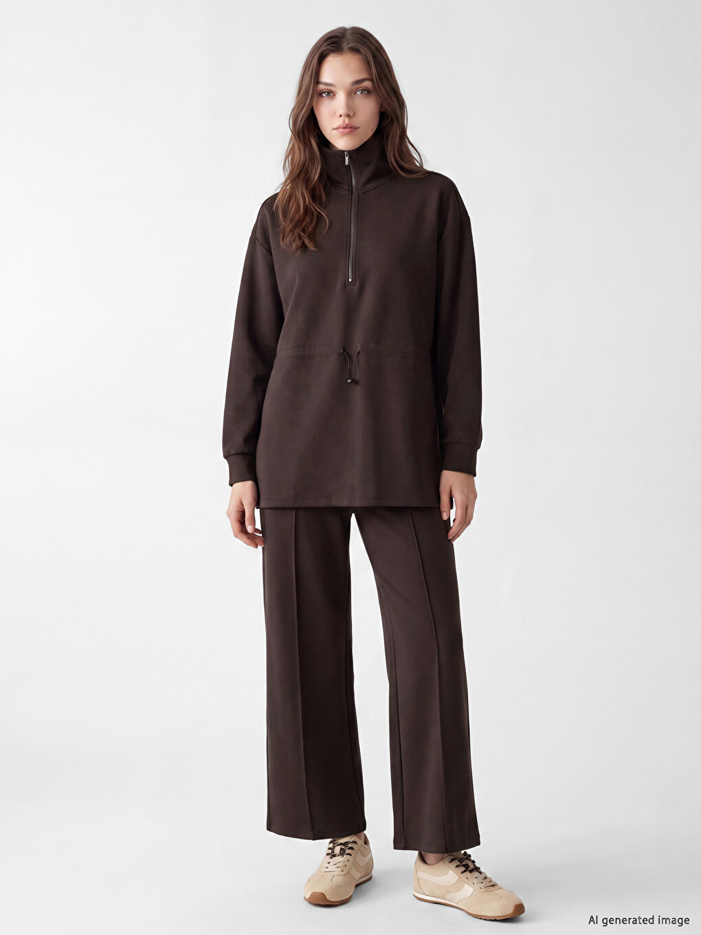 Mock Neck Oversize Women's Sweatshirt Tunic-1