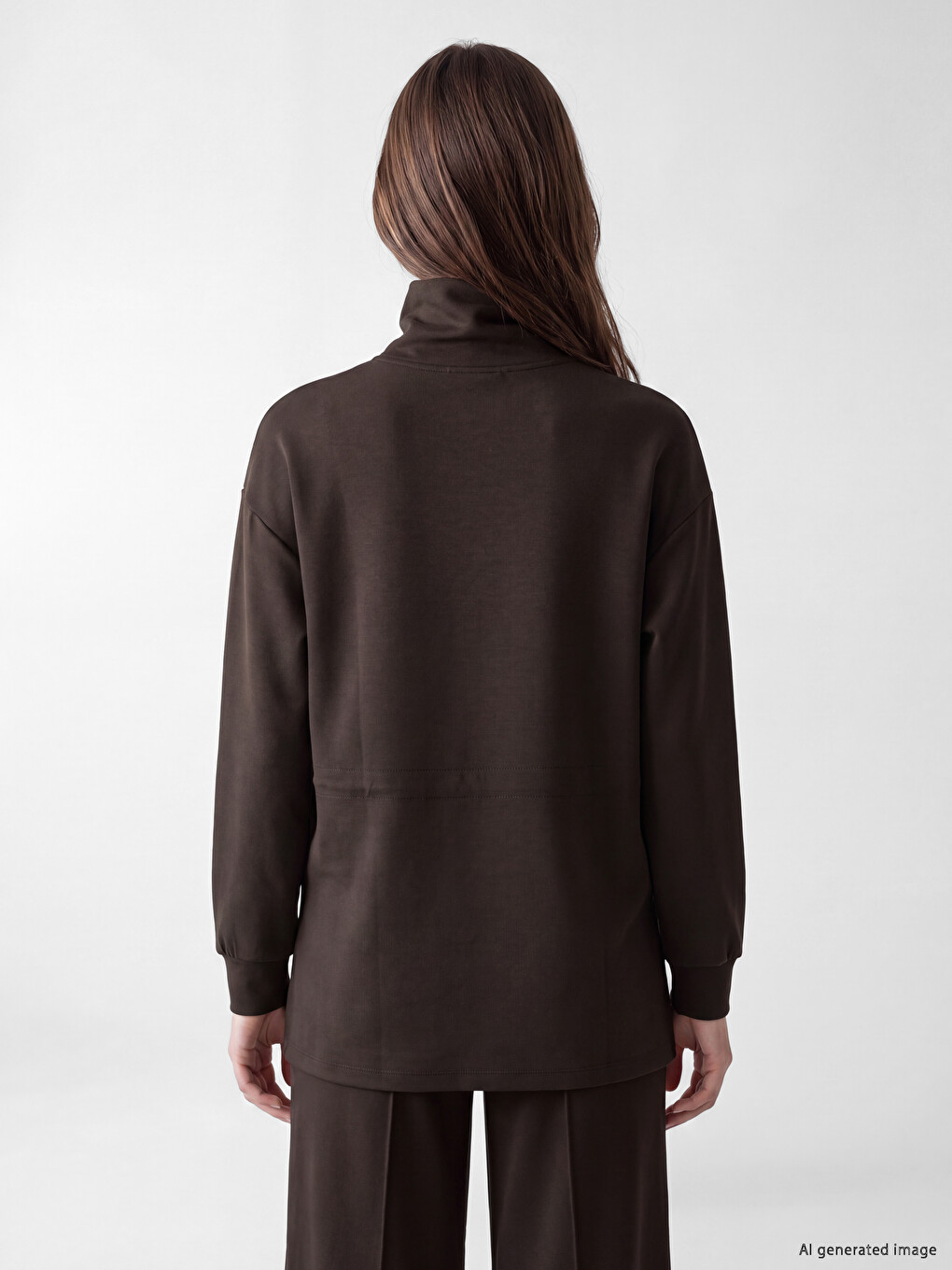 Mock Neck Oversize Women's Sweatshirt Tunic-3