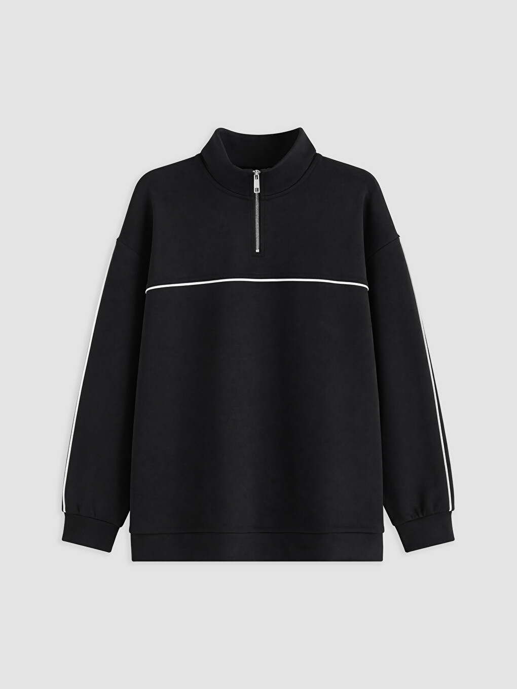 Siyah Soft Touch Oversize Kadın Sweatshirt Tunik