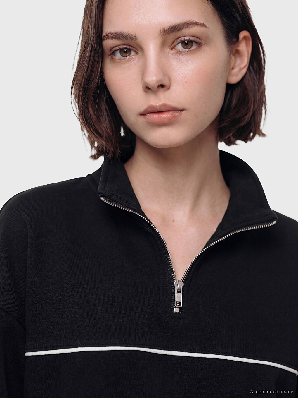 Siyah Soft Touch Oversize Kadın Sweatshirt Tunik-2