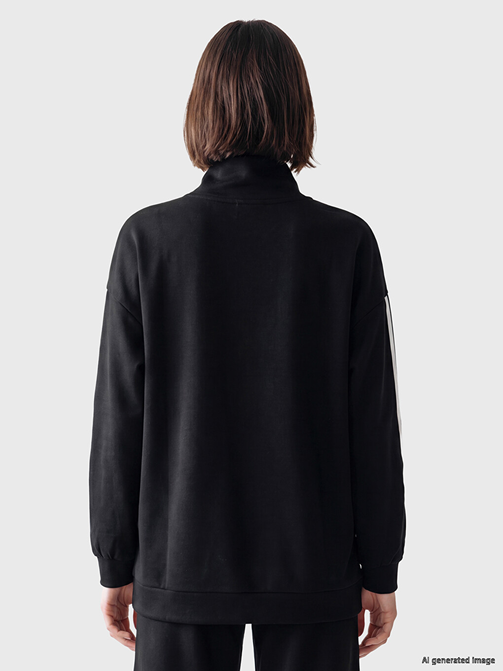 Siyah Soft Touch Oversize Kadın Sweatshirt Tunik-3