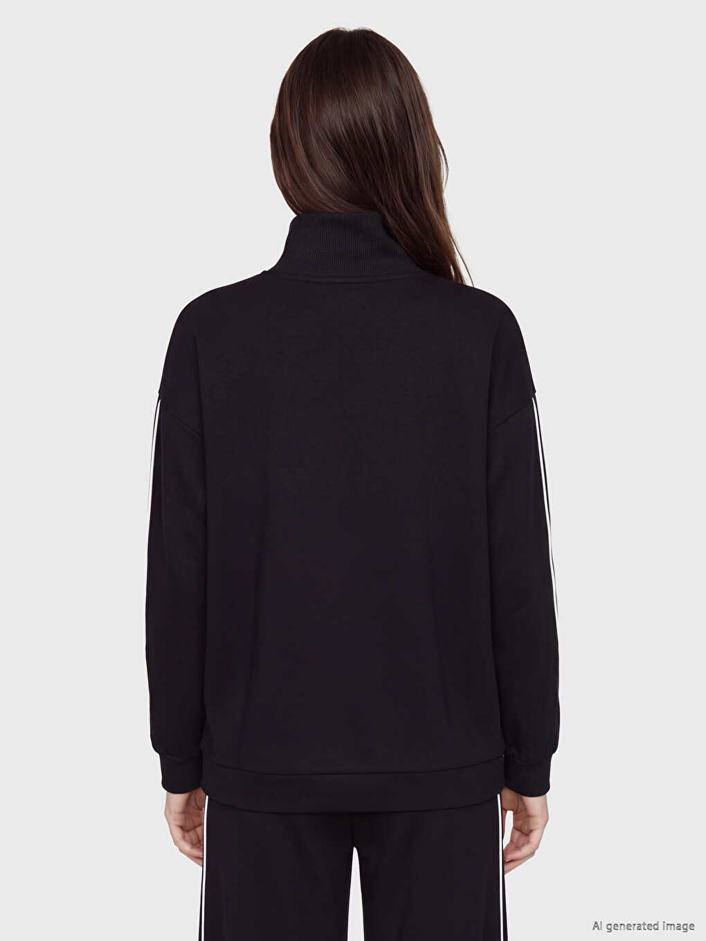 Siyah Soft Touch Oversize Kadın Sweatshirt Tunik-3