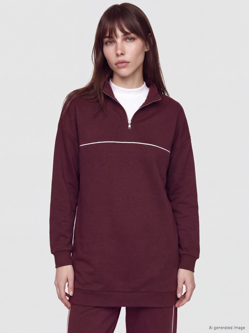 Mürdüm Soft Touch Oversize Kadın Sweatshirt Tunik