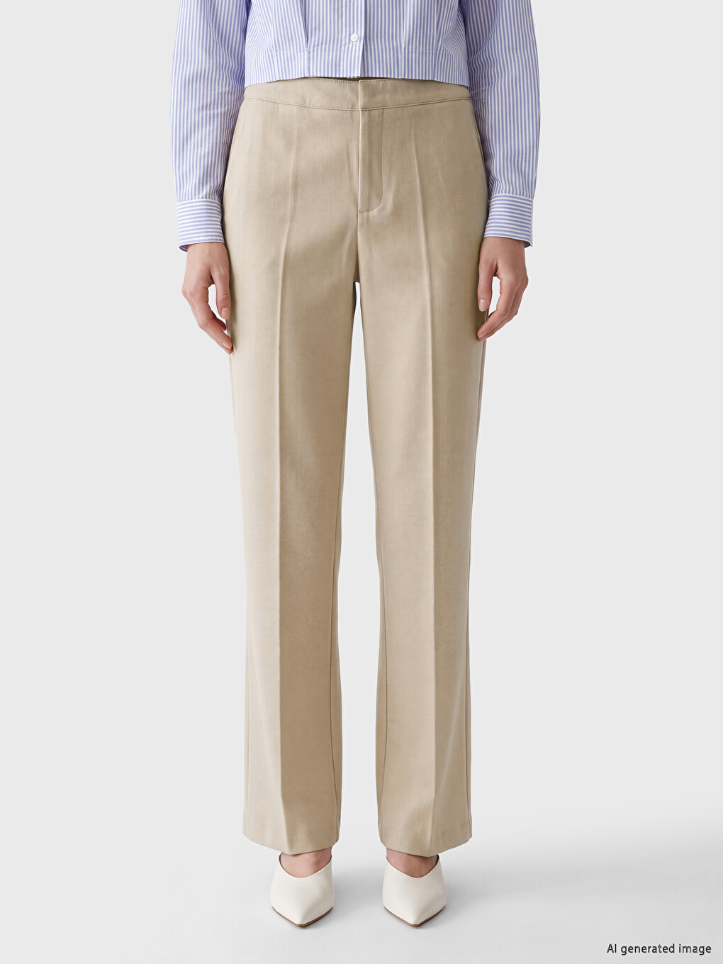 Bej Regular Fit Kadın Pantolon-1